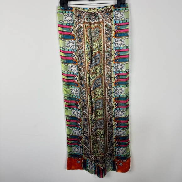 Chico's Printed Silky Straight Wide Leg Pants Summer Spring Boho Bohemian - Picture 2 of 4